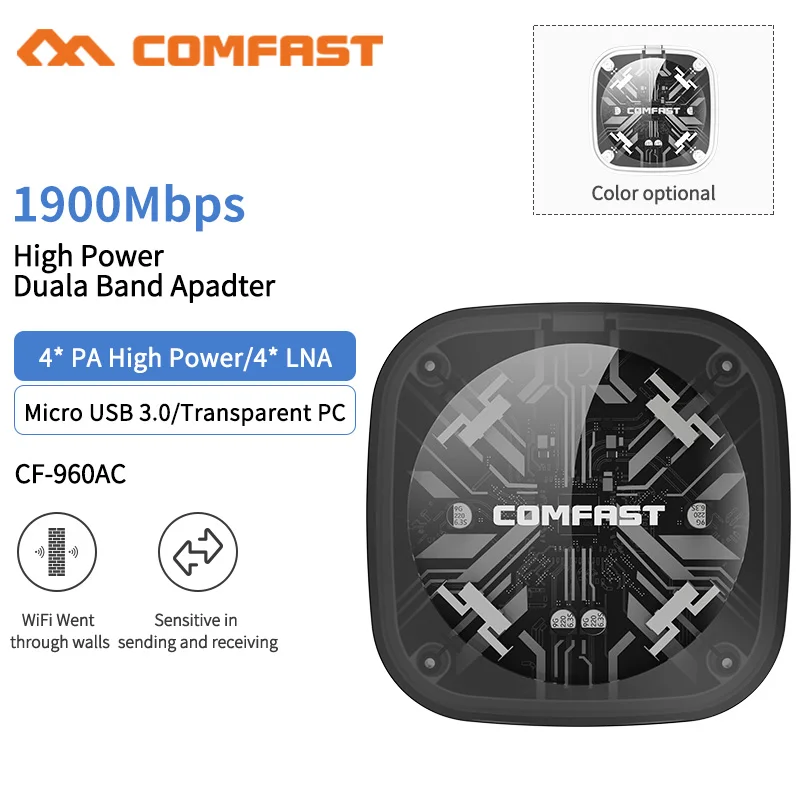 

COMFAST 1900M 802.11AC ноутбук двухдиапазонный 2,4 ГГц + 5 ГГц USB 3.0 беспроводной/Wi-fi гигабитный адаптер переменного тока ПК Wi-fi адаптер CF-960AC
