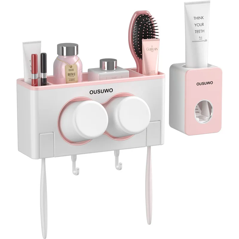 

Bathroom Accessories Set Toothbrush Holder Automatic Toothpaste Dispenser Holder Multi-function Toothbrush Cup Holder Rack