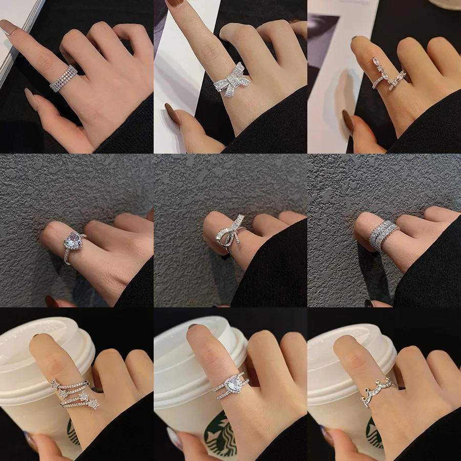 

Punk Rings For Women Zircon Opening Girls Geometric Simple Finger Rings 2021 Trend Jewelry Party Gifts
