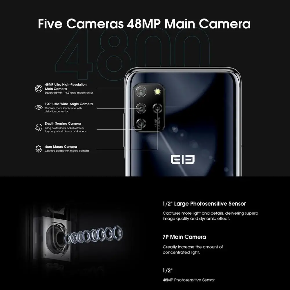 ELEPHONE E10 Mobile Phone 6.5&quot Helio P22 Octa Core Android 9.0 4GB+64GB 48MP Rear Camera 4G Smartphone 4000mAh NFC Cellphone | Мобильные
