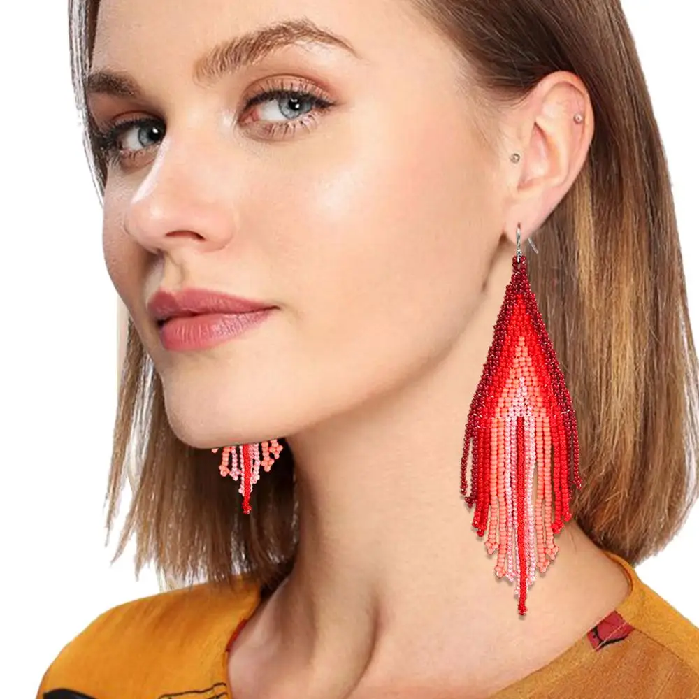 Женские богемные длинные кисточки ROYALBEIER акриловые серьги подвески в форме пера с