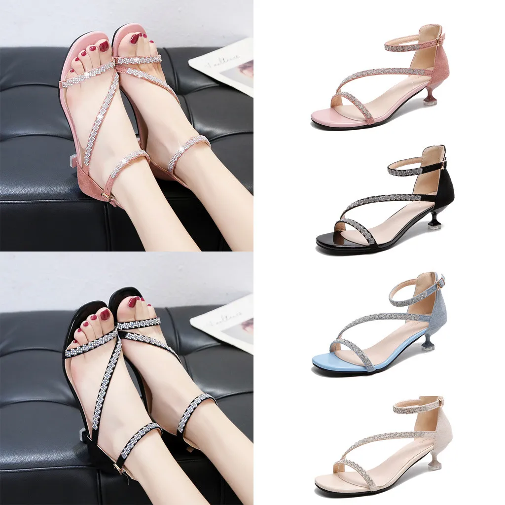 

Women's sandals fashion casual crystal outdoor thin sandals rhinestones with stiletto buckle sandals summer new style