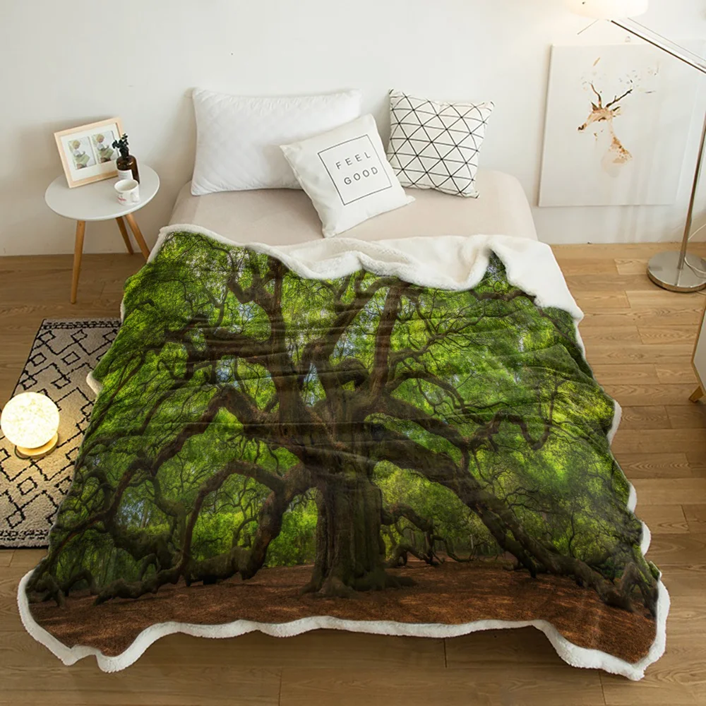 Trees Forest Green Vegetation Blanket Floral Fleece for Kids Girl Couch Soft Plush Bedspreads Quilt Drop Ship Blankets | Дом и сад