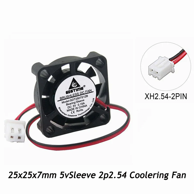 2 шт. бесшумный охлаждающий вентилятор 25x25x7 мм 5 В|fan 25x25x7mm|cooler 25mmcooling fan |