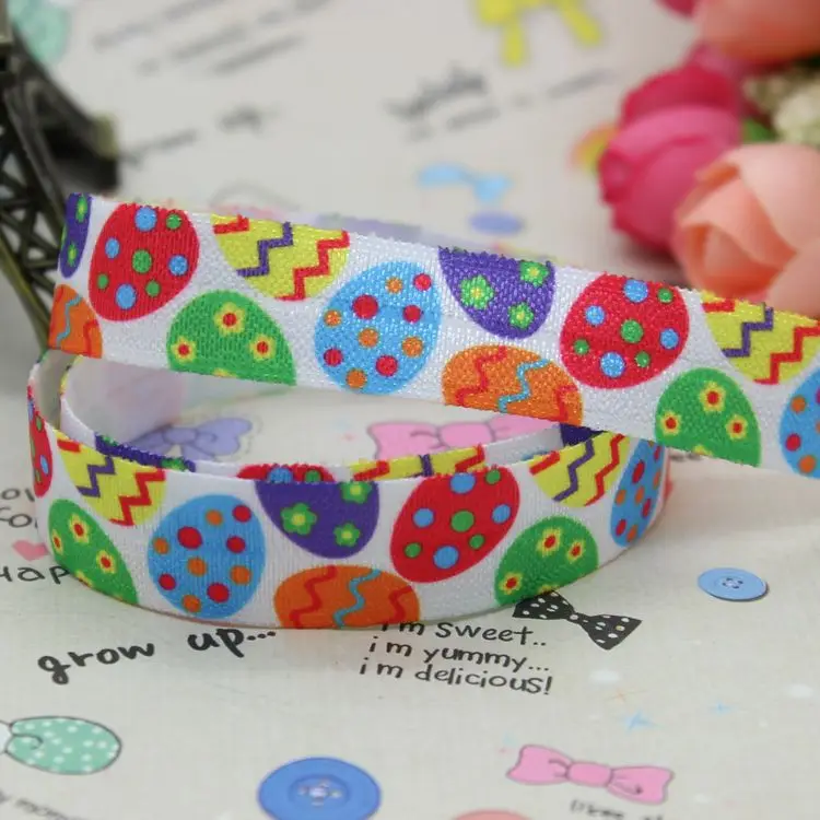 

Эластичная лента для волос с принтом пасхальных яиц, 5/8 дюйма, 5 ярдов