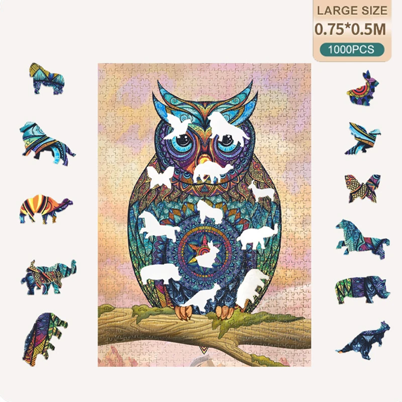 

Animal Jigsaw Puzzles 1000 for Adults Fox Puzzle Lion Jigsaw Educational Intellectual Decompressing DIY Large For Baby Toys Kids