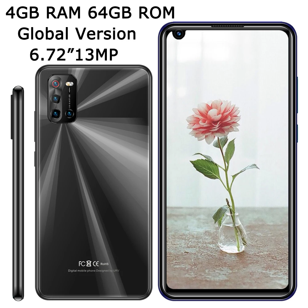 

4G RAM+64G ROM 4T Android Front/Back Camera Global Smartphones 8MP+13MP Face ID 6.72 inch Screen Mobile Phone Celulares Unlocked