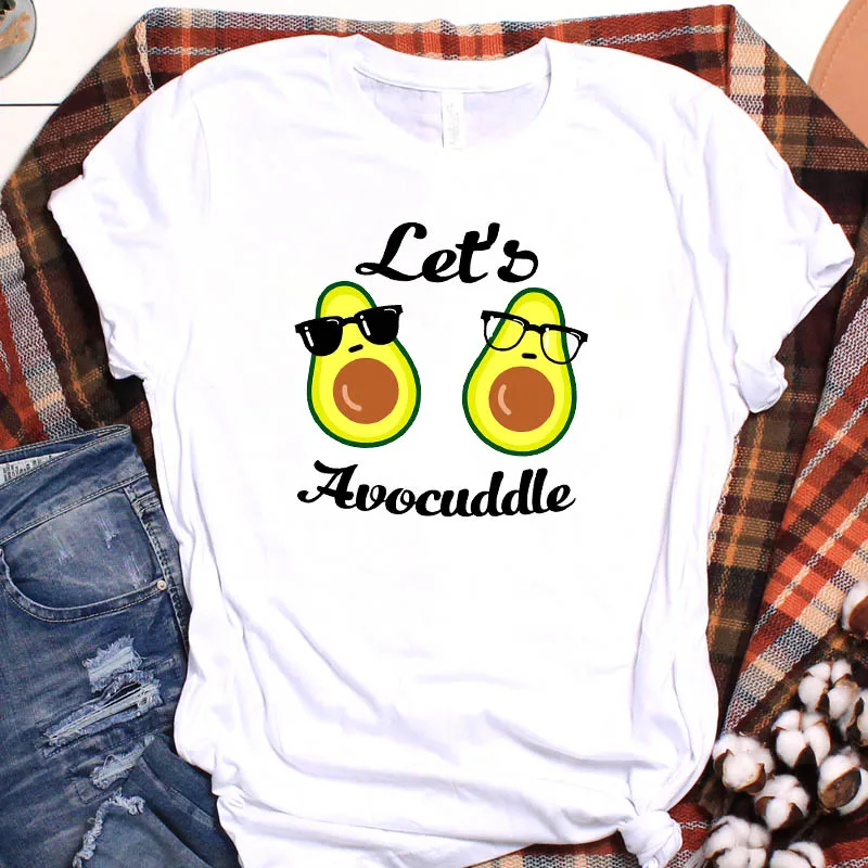 

Women Lady T Shirt Avocado Fruit Cartoon Printed Tshirt Ladies Short Sleeve Tee Shirt Women Female Tops Clothes Graphic T-shirt