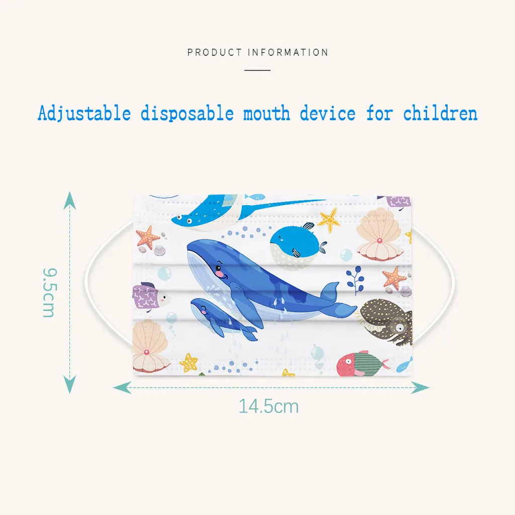 

50PCS Children Cartoon Cute Print Anti-Dust Mouth Mask Kids Breathable Baby 3-layer Disposable Mask Earloop Face Mask Mascarilla