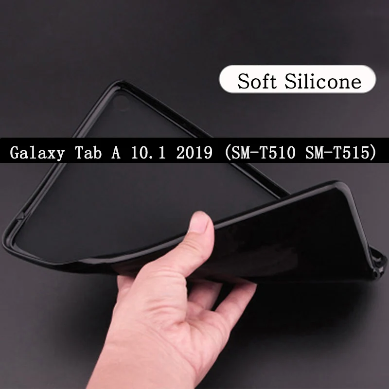 Soft Silicone Чехол для планшета для samsung Galaxy Tab A 10,1 SM-T510 SM-T515 wifi LTE 3g из искусственной кожи защитный чехол Магнитный чехол - Цвет: Soft Silicone