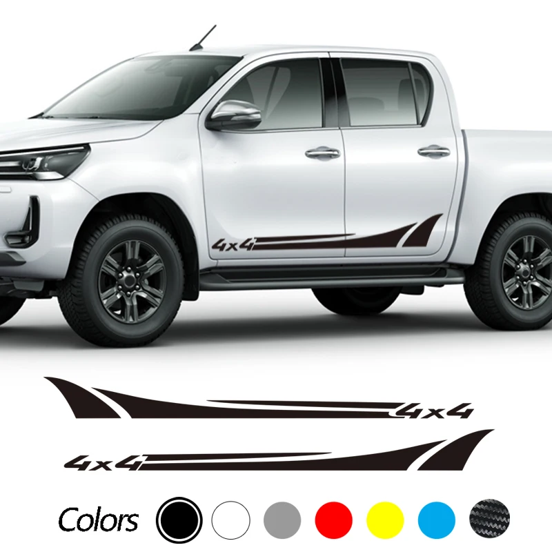 2 шт. виниловые наклейки на боковую дверь автомобиля 4x4 для Ford Ranger Raptor Isuzu Dma Nissan NAVARA Toyota Hilux автомобильные аксессуары для пикапа - изображение