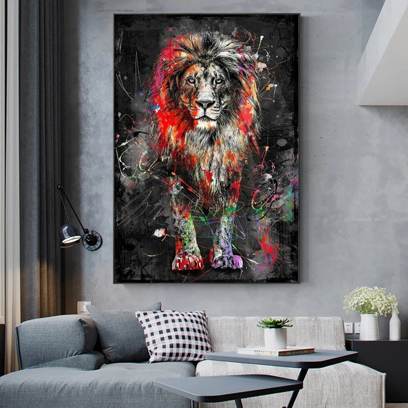 

Colorful Lion Wall Art Canvas Painting Nordic Posters and Wall Prints Animal Pictures for Living Room Cuadros Home Decor