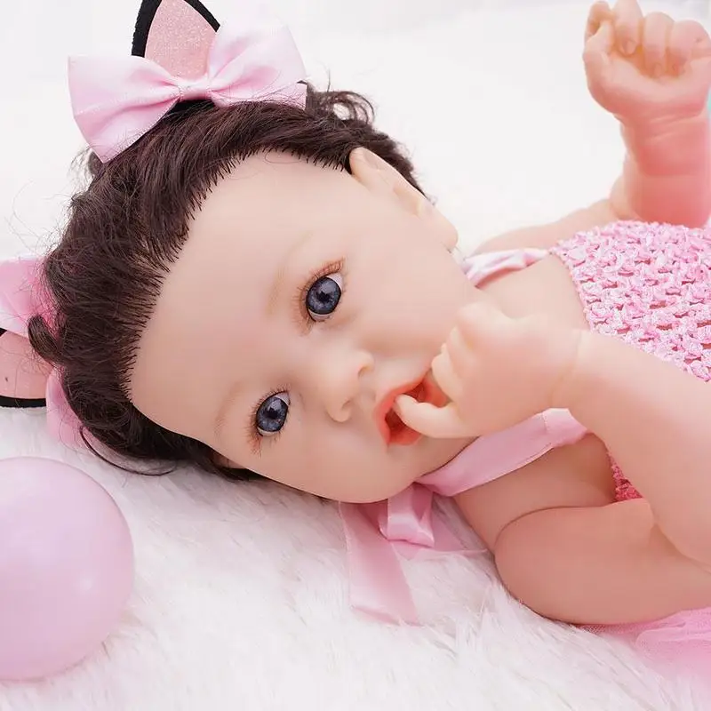 

50cm Handmade Doll 20 "with Teeth Blue Crooked with Full Silicone Toys Lifelike Eyes Body Doll Mouth E2M4