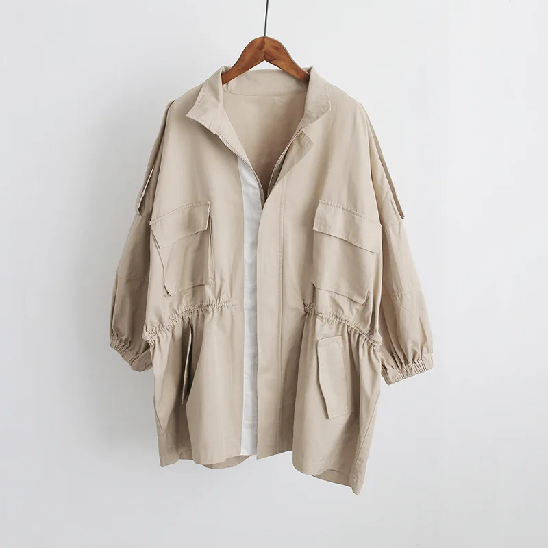 Плюс Размеры корейский стиль Для женщин Тренч Повседневное куртка-Тренч с