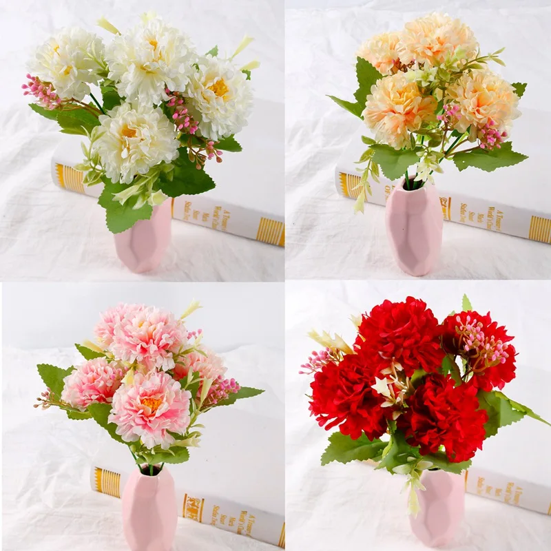 Искусственные цветы букет для украшения пионы шелковые искусственные Весенние