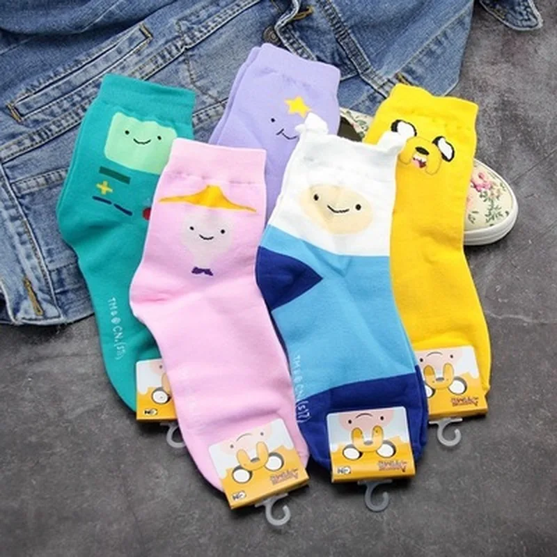 

Anime Socks Women Adventure Time Woman Sock Cotton Cute Cartoon Fun With Finn Jake High Quality Fashion Casual Meias Divertidas