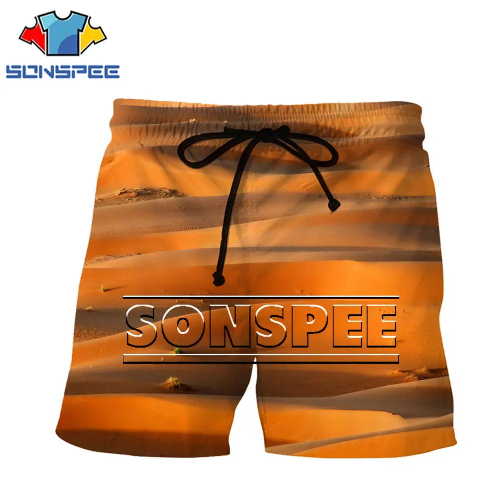 

SONSPEE 3D Plus Size For Men Woman Desert Shorts Withered Split Sunrise Design Hip-Hop Casual Harajuku Lacing Loose Sports Pants