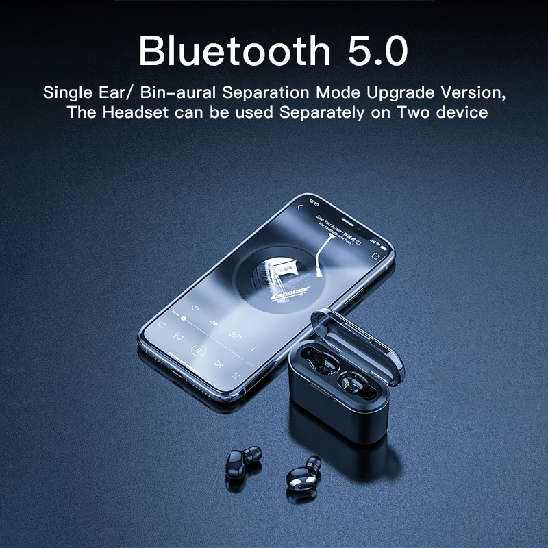 Беспроводные наушники TWS Bluetooth 5 0 вкладыши с зарядным боксом 2200 мАч спортивные