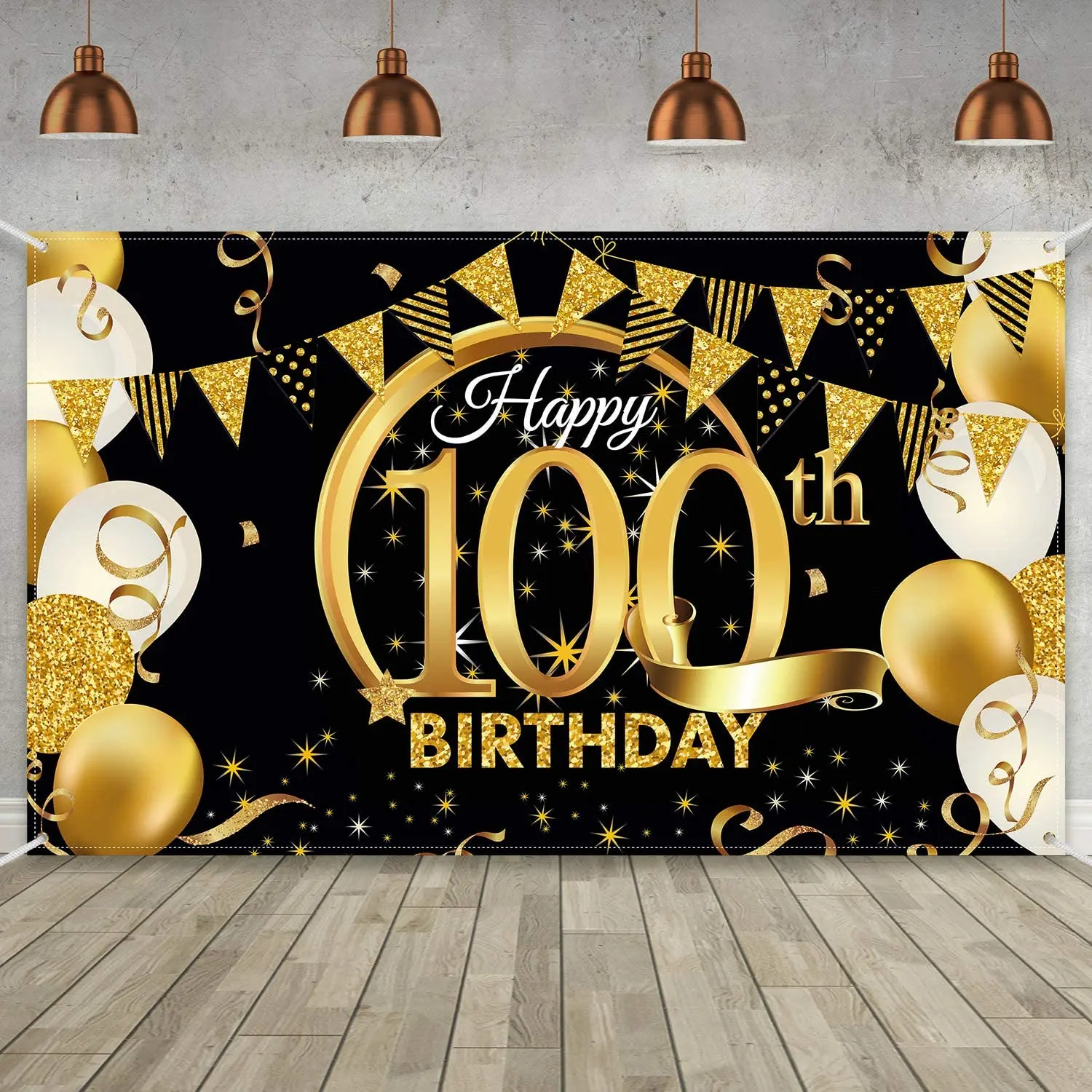

Украшение для дня рождения, очень большой тканевый черный золотой знак, постер на годовщину, Фотофон, товары для дня рождения
