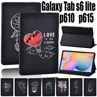 tablet case for samsung galaxy tab s6 lite p610p615 10 4 inch printing pu leather stand shell cover free pen