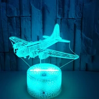 flying remote control aircraft air plane 3d led table lamp optical illusion night light 7 colors change