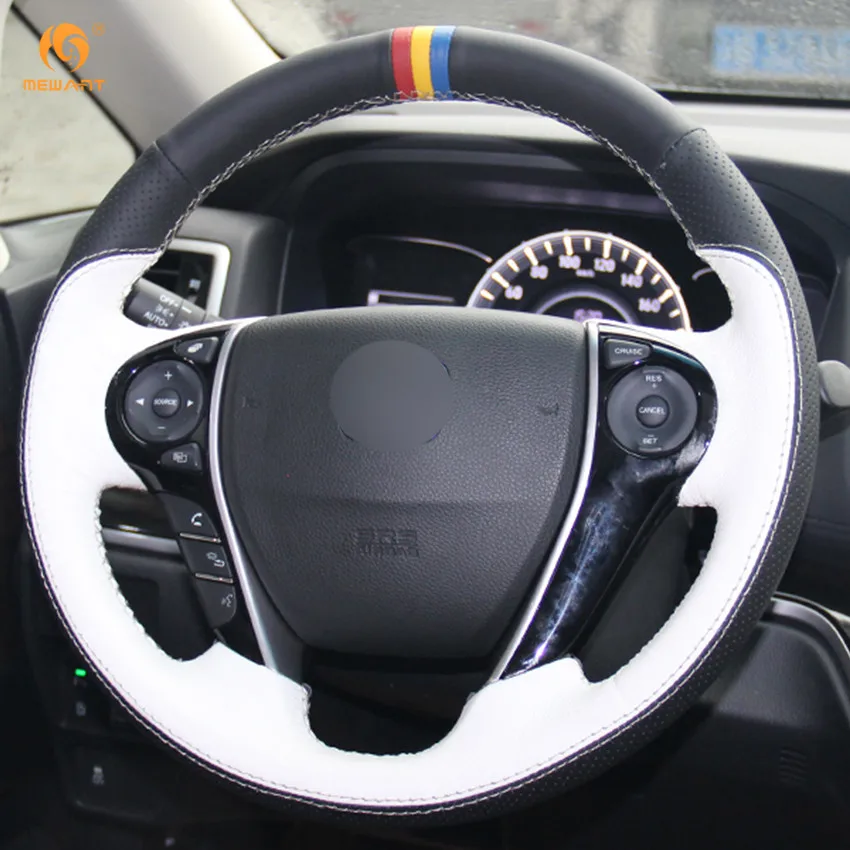 MEWANT Черный Белый Чехол рулевого колеса автомобиля из натуральной кожи для Honda Accord