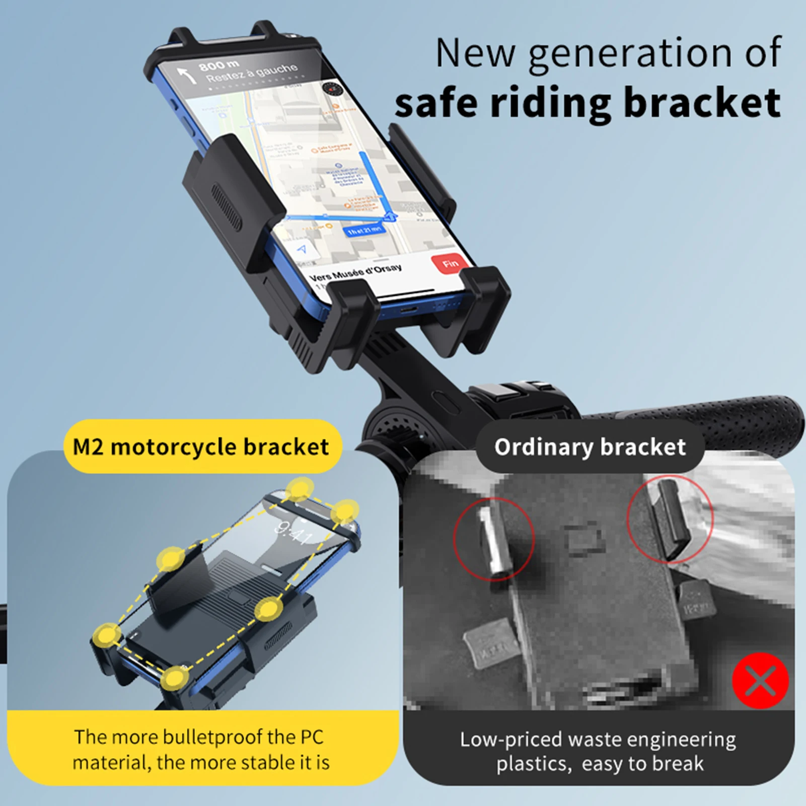 

Bike Phone Mount Handlebar Phone Holder Fits 4.7-6.7 Inch Phones Cell Phone Conversion Extension Mount Bracket Adapter