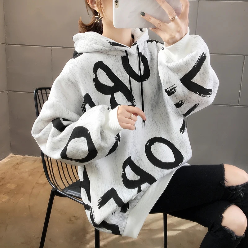 Женские толстовки с длинным рукавом и принтом пуловер Повседневная модная