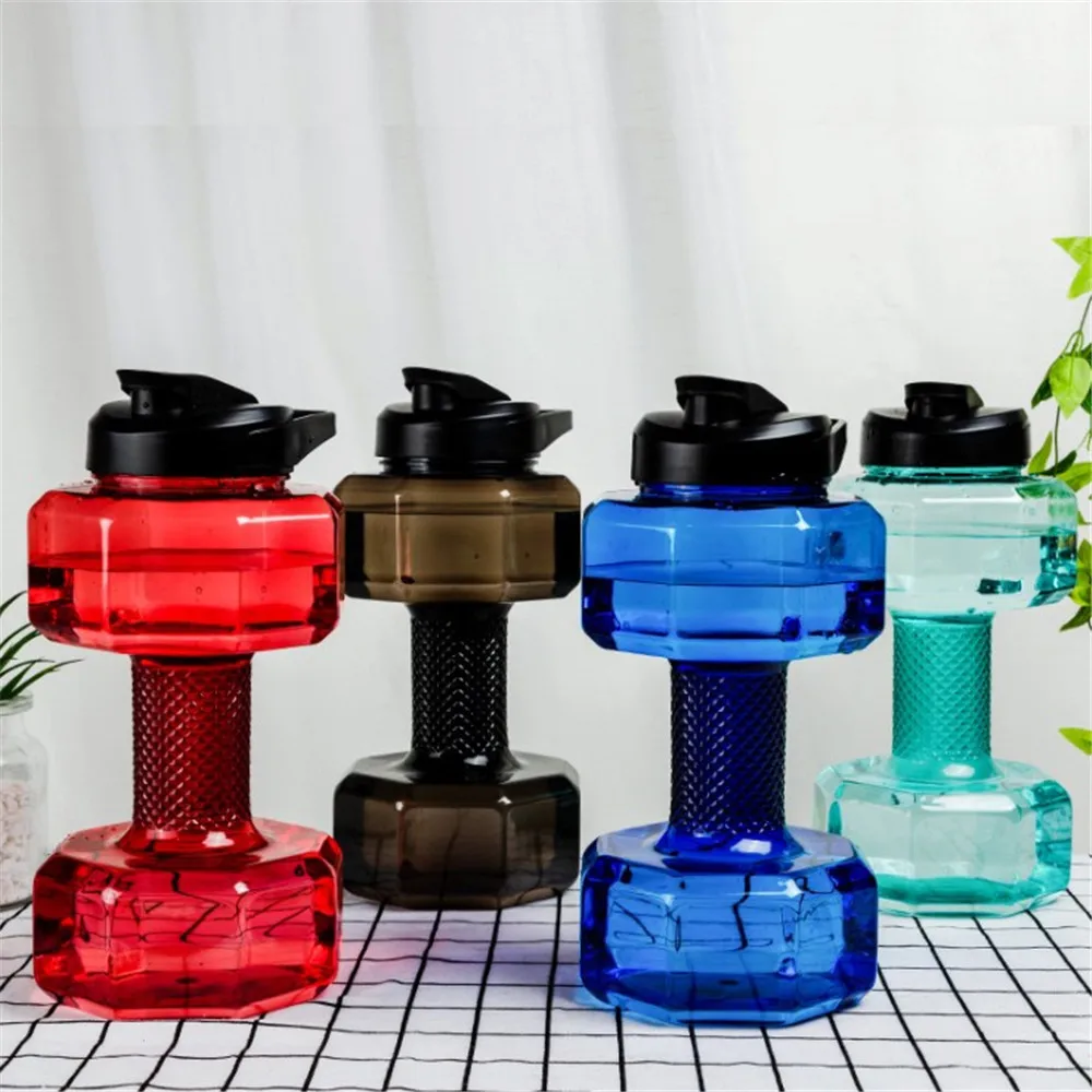 

2.5L Dumbbells Water Bottle 4 Colors Sports Bottles Leakproof Portable Shaker Plastic Fitness Accessories Unisex