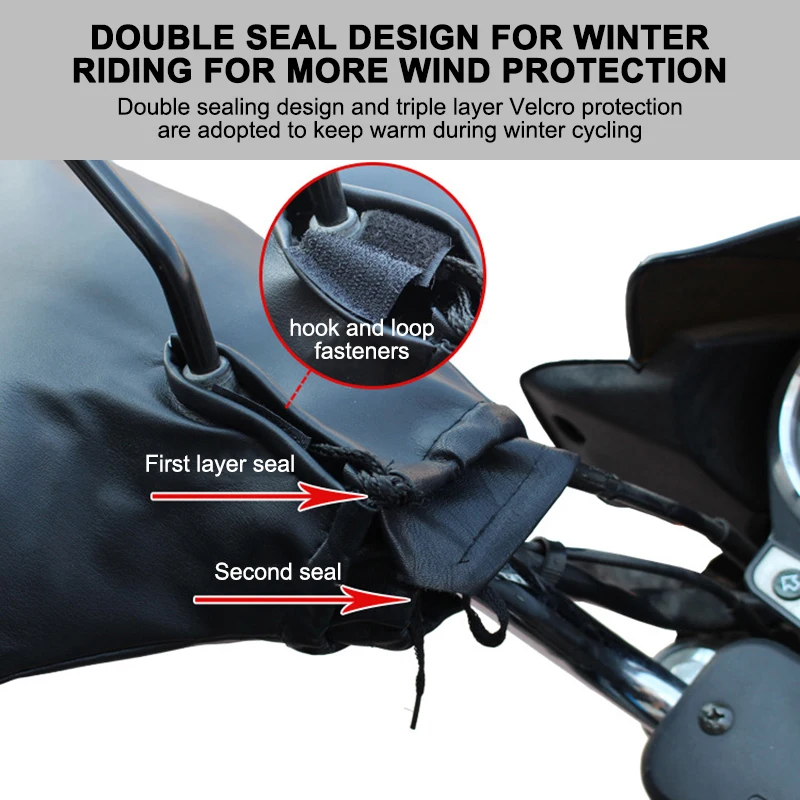 Зимние теплые мотоциклетные перчатки на руль со светоотражающей полосой