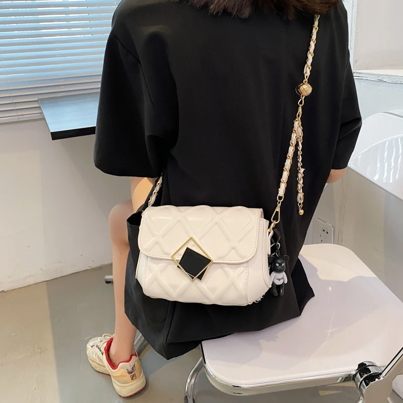 

Solid Color PU Leather Crossbody Bags For Women Fashion Designer Trend Handbags Ladies Chain Messenger Shoulder Bag