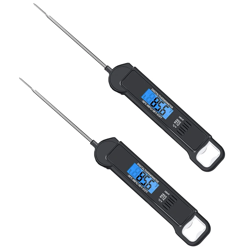 

2 Packs of Meat Folding Thermometer with Backlight and Calibration Function, Suitable for Barbecue and Cooking