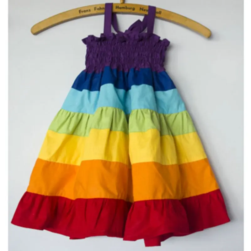 Радужное платье для мамы и дочки Одинаковые летние платья без рукавов ребенка