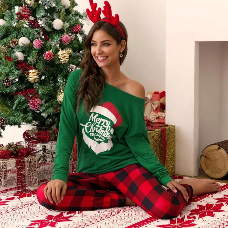 

2020 Ladies Long-sleeved T-shirt And Pajama Pants Pajamas 5 Colors Casual Large Size Plaid Pajamas Set Letter Printing Pajamas