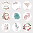 Наклейки сделай сам 100 шт., круглые квадратные наклейки с индивидуальным логотипом на свадьвечерние вечеринку, белая прозрачная Крафтовая бумага, 4 см