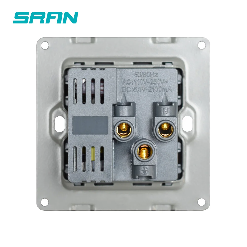 SRAN Великобритания настенная розетка с USB переключателем 13A 250V Золотой Кристалл