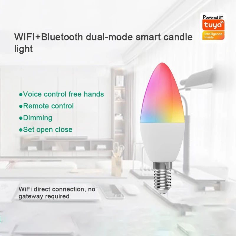 

Умсветильник лампа Tuya с Wi-Fi, Bluetooth, два режима, порты E14, E12, функция таймера Alexa, 100-240 В, RGB-лампа, голосовое управление, умный дом