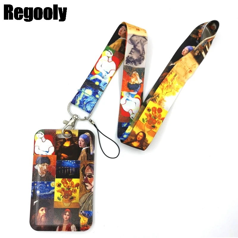 

Vintage Oil painting Art Art Cartoon Anime Fashion Lanyards Bus ID Name Work Card Holder Accessories Decorations Kids Gifts