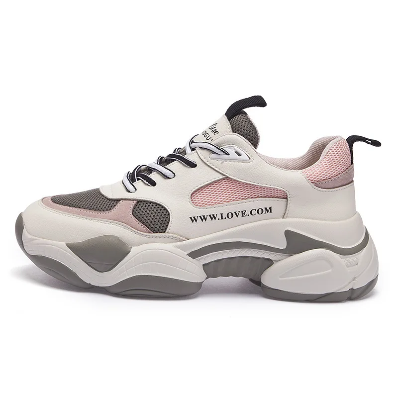 Повседневная женская обувь из натуральной кожи для бега 2019 года кроссовки папы