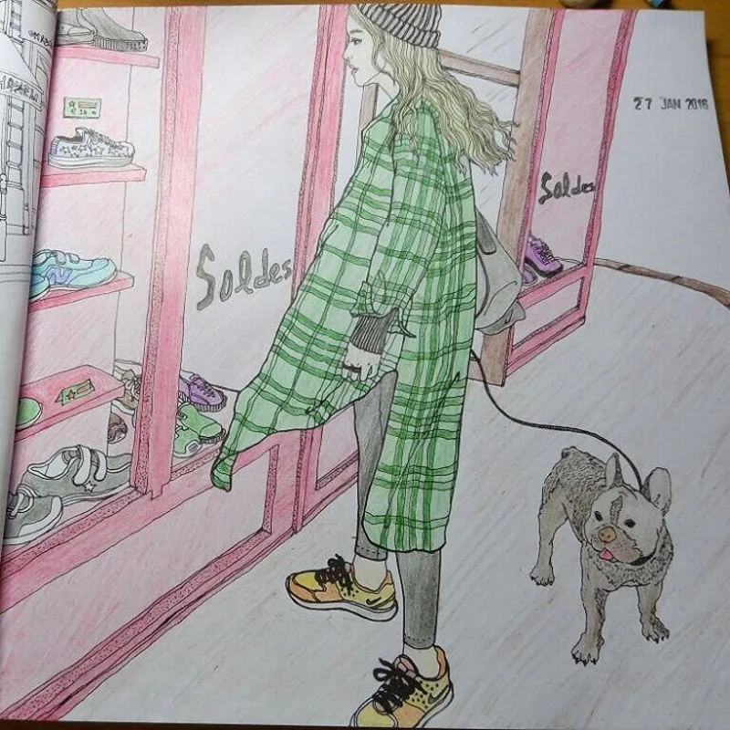 96 страниц модные книжки для раскрашивания взрослых детей девочек антистресс