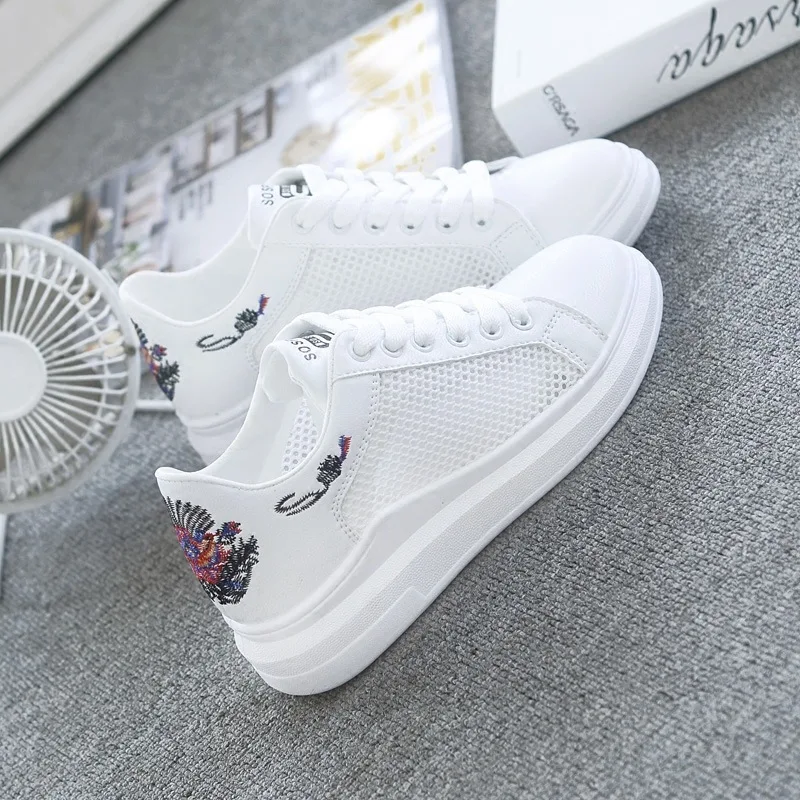 

Spring New Wedge Fashion White Shoes Female Platform Ladies Casual Shoes Comfortable Breathable Mesh Sneakers