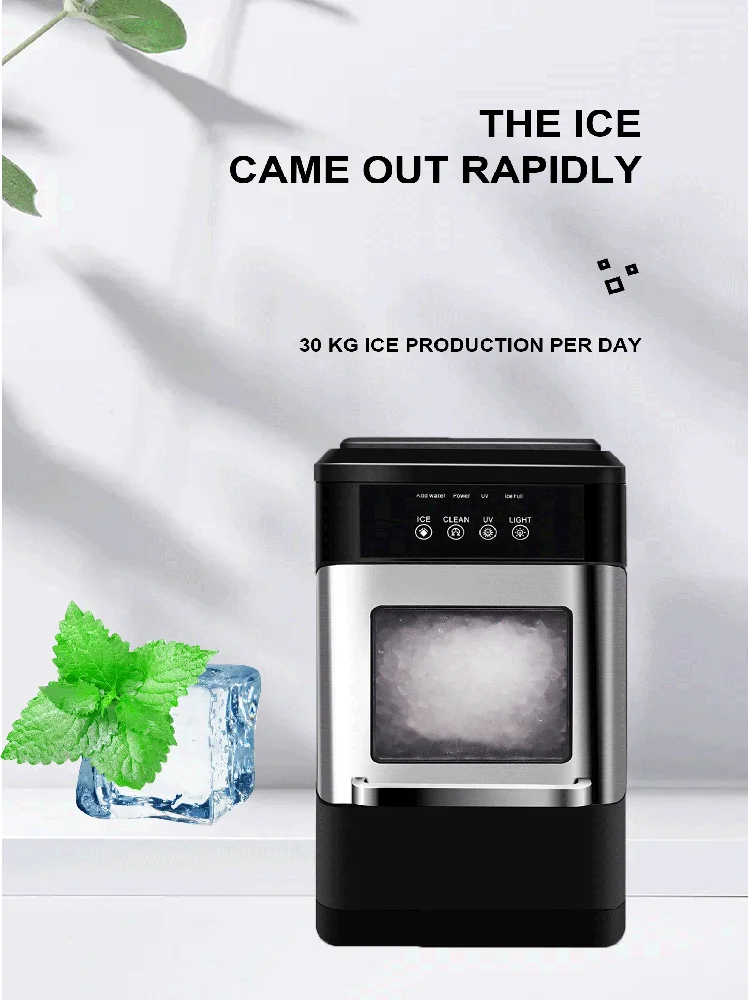 

220V HICON Electric Ice maker Ice Machine 30kg/24h Countertop with Auto Self-Cleaning Household Mini Ice Making Machine
