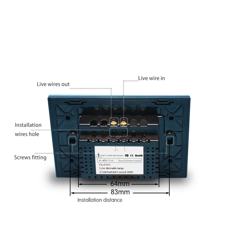 Настенный сенсорный выключатель стандарт США/UA 1/2/3 Gang 1 Way AC110 240V RF433 Умный домашний