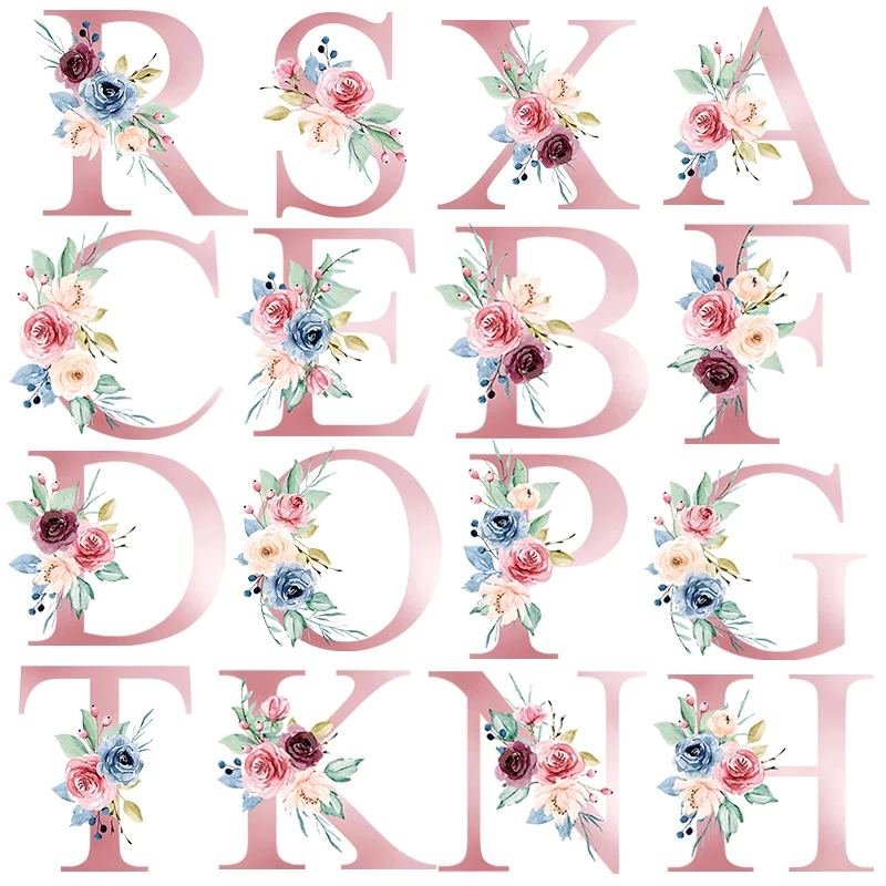 26 English letters Thermo-stickers On Clothes Fashion letter Flower Iron Transfers For Clothing Stickers Wholesale Patch | Дом и сад