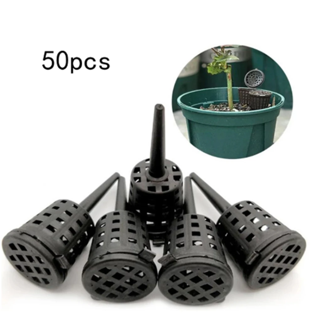 

50Pcs Plant Bonsai Fertilizer Baskets With Lid Orchid Cultivate Park Root Nursery Portable Automatic Manure Pot Plug Box Garden