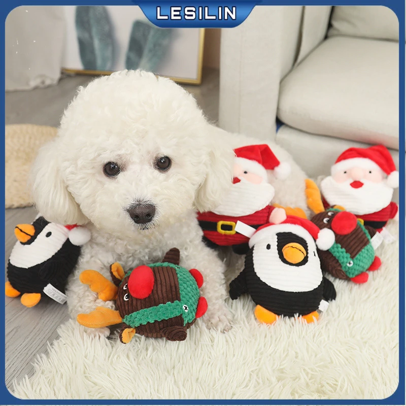 

Рождественские игрушки для собак в виде Санты, товары для маленьких и больших собак, милые плюшевые игрушки в виде животных