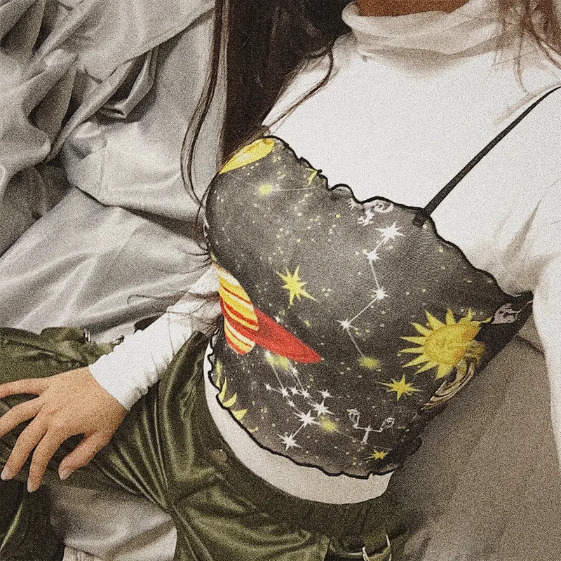 Новинка 2019 женские топы без рукавов Короткие женский сексуальный жилет с принтом