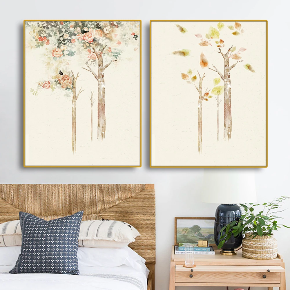 Скандинавские ветки цветы на холсте Живопись каллиграфия Искусство Картина из 5