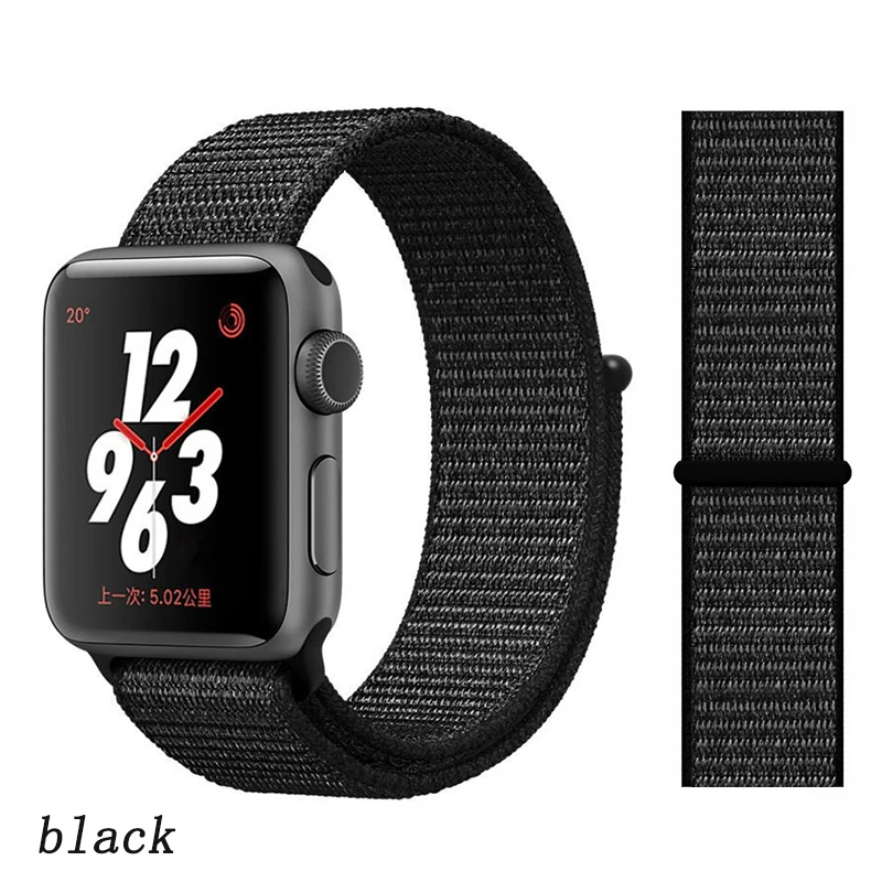 Ремешок для apple watch 5 4 ремешок 44 мм 40 мм Correa 42 мм 38 мм iwatch 5 4 3 2 нейлоновый браслет pulseira ремешок для часов - Цвет ремешка: Black