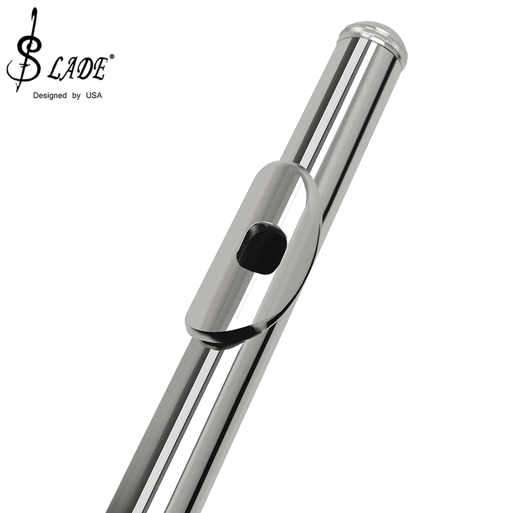 Флейта SLADE Silver 16 отверстий с клапаном E, деревянный духовой инструмент, закрытые отверстия, тон C, купроникелевая труба, подкладочная сумка, музыкальные аксессуары.